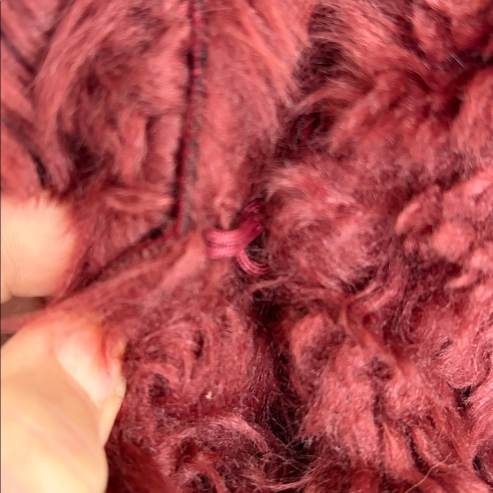 DONNA SALYERS FABULOUS FURS OVERSIZED FAUX SUEDE/FUR BURGUNDY JACKET COAT SZ XL - Picture 7 of 14